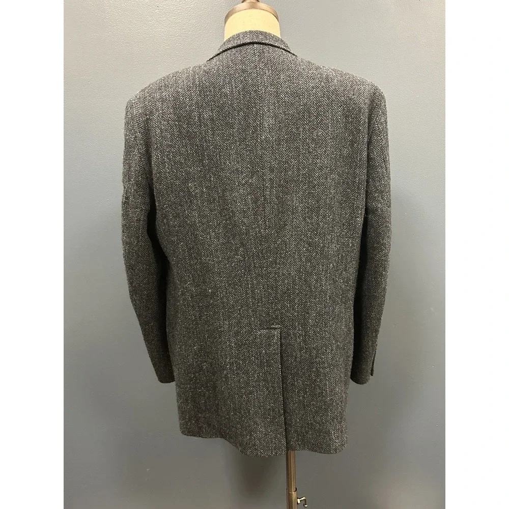 Patrick James Harris Tweed Blazer 42R Blue Gray Herringbone Wool Sport Coat EUC